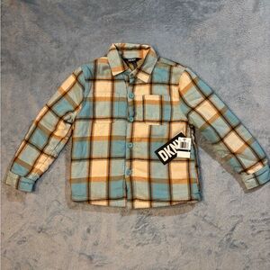 DKNY Plaid Sherpa Lined Shacket. Boys size 6. NWT